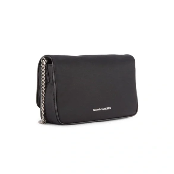 Alexander McQueen Black Crossbody Bag with Silver Chain